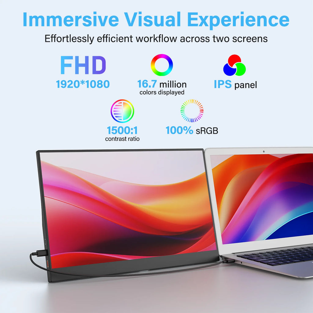 15.6" Full HD Portable Monitor - USB-C & Mini HDMI