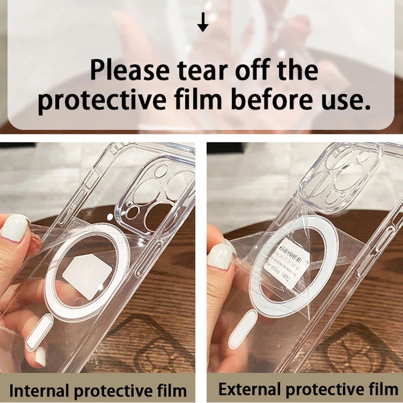 MagSafe Magnetic Clear Phone Case with Wireless Charging Ring