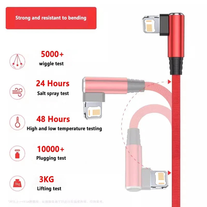 90° Fast Charging Lightning Cable (6.6 ft)
