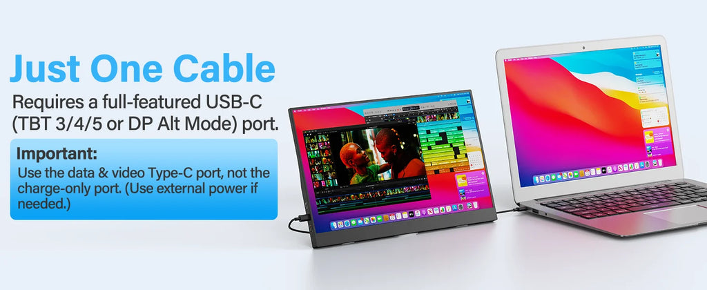 15.6" Full HD Portable Monitor - USB-C & Mini HDMI
