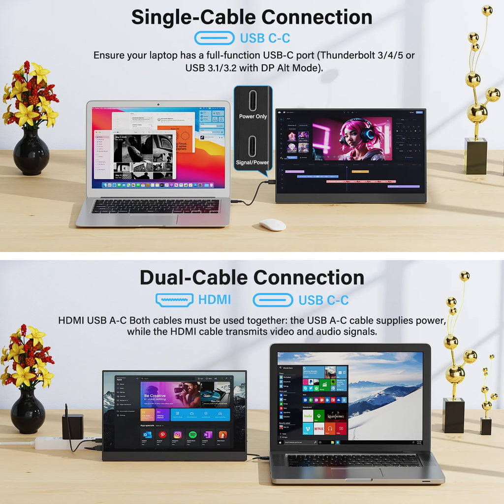 15.6" Full HD Portable Monitor - USB-C & Mini HDMI