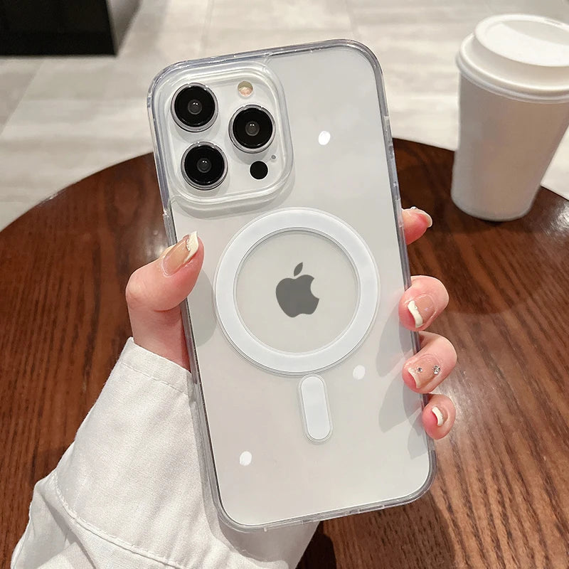 MagSafe Magnetic Clear Phone Case with Wireless Charging Ring
