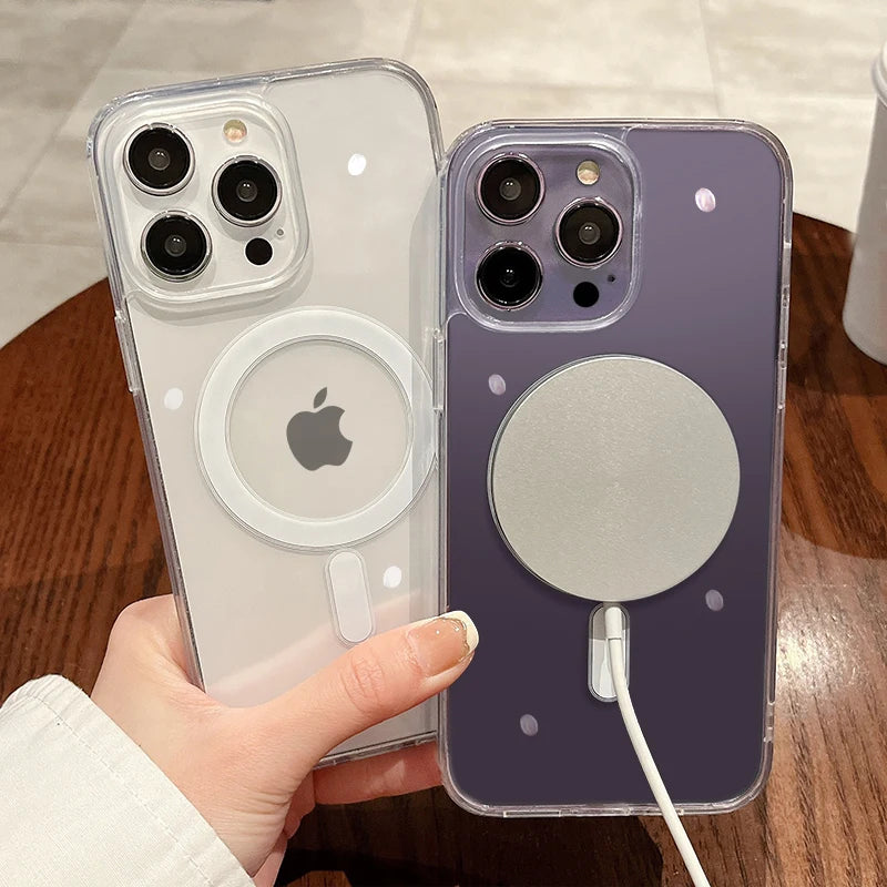 MagSafe Magnetic Clear Phone Case with Wireless Charging Ring